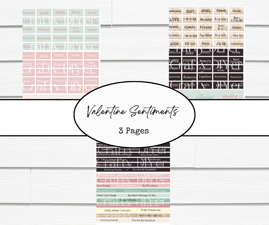 Valentine Sentiments Digital Printables - The Crafty DIYer