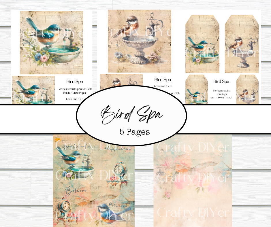 Bird Spa Digital Printables