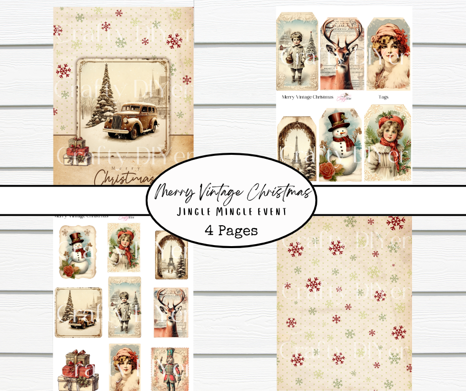 Merry Vintage Christmas Digital Printables (Jingle Mingle Event)