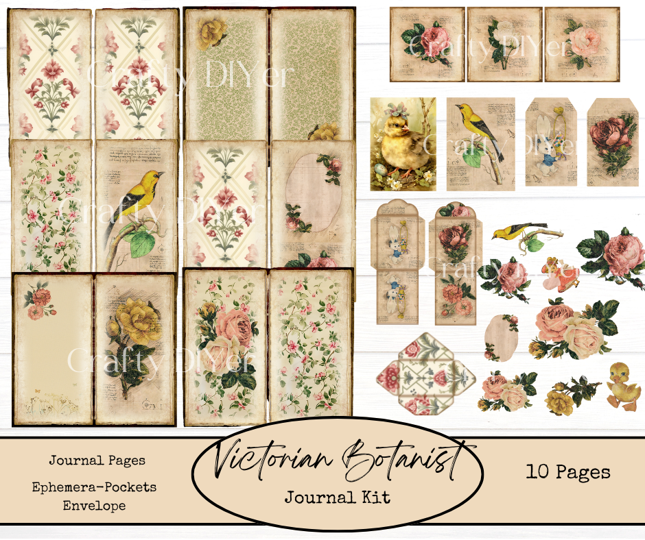 Victorian Botanist Journal Kit Digital Printables - The Crafty DIYer