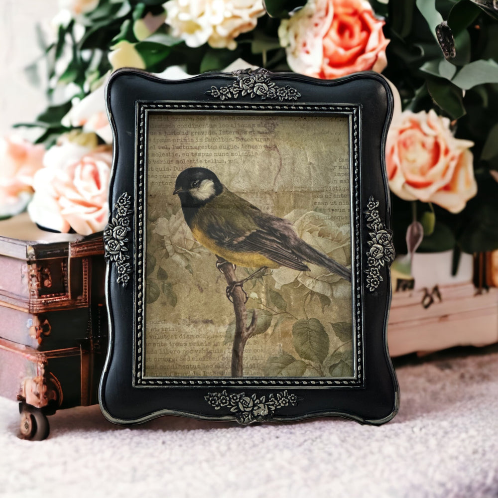 print of a canary in a painted vintage from that was uo-cycled