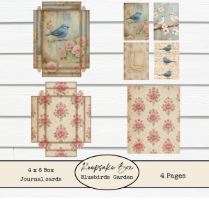 Bluebirds Garden Keepsake Box Digital Printables