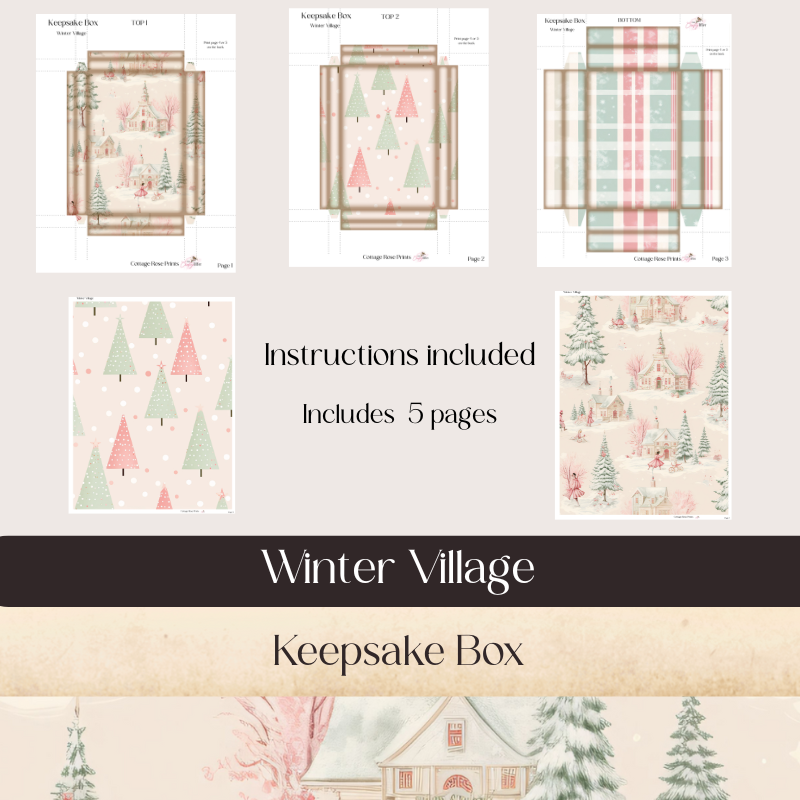 Keepsake Box Winter Village Digital Printables
