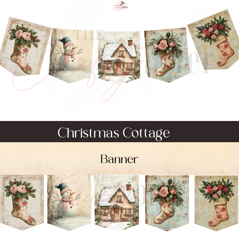 Christmas Cottage Banner Digital Printables