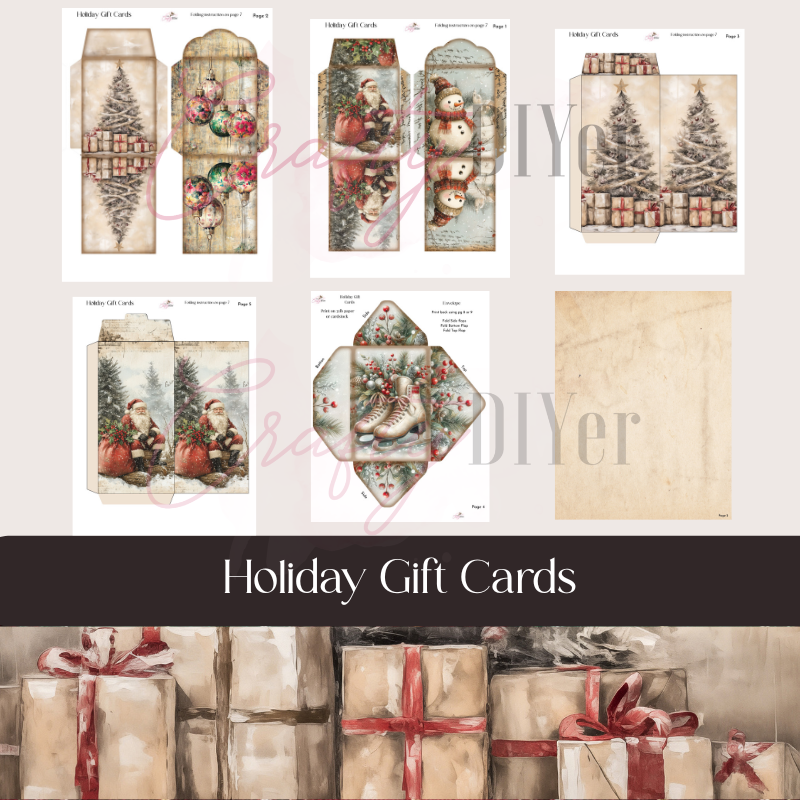 Holiday Gift Cards Digital Printable