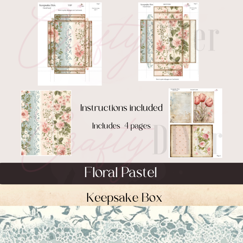 Floral Pastel Keepsake Box Digital Printable
